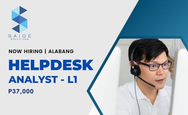 Jobtalk - Helpdesk Analyst vacancy in Muntinlupa! Hiring by SAIGE Solutions, Inc.