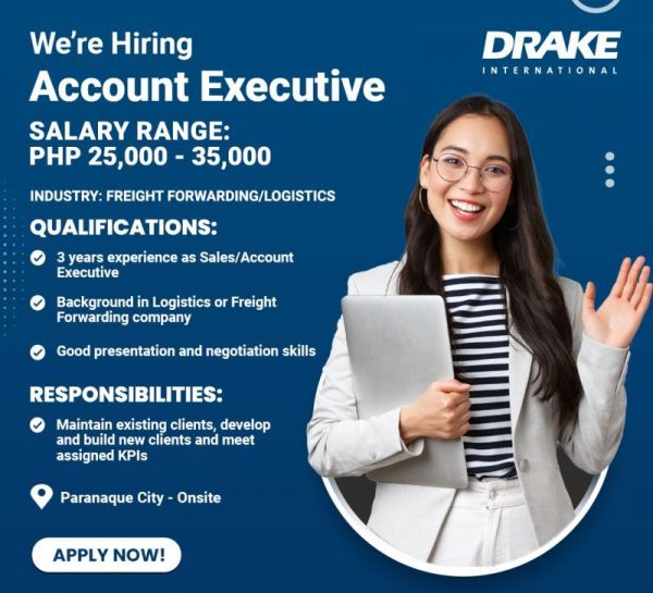 Jobtalk - Account Executive vacancy in Parañaque! Hiring by Drake International