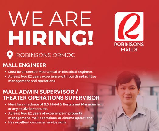 Jobtalk - Admin Supervisor vacancy in Ormoc City! Hiring by Robinsons Place Ormoc
