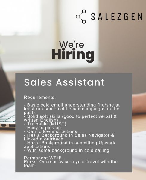 Jobtalk - Sales Assistant, Work from home (WFH)  for SalezGen