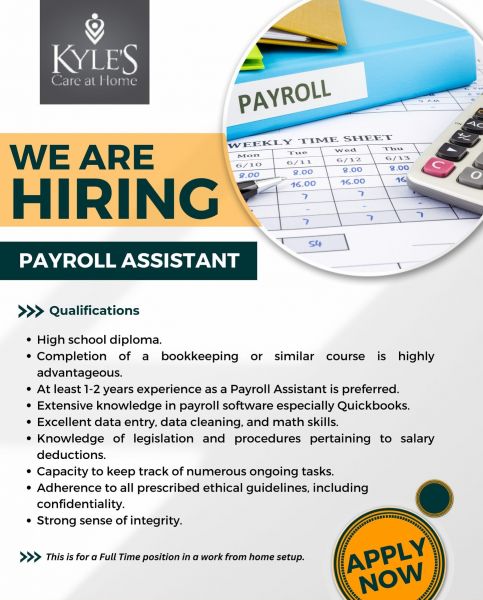Jobtalk - Payroll Assistant, Work from home (WFH)  for Angels Homecare