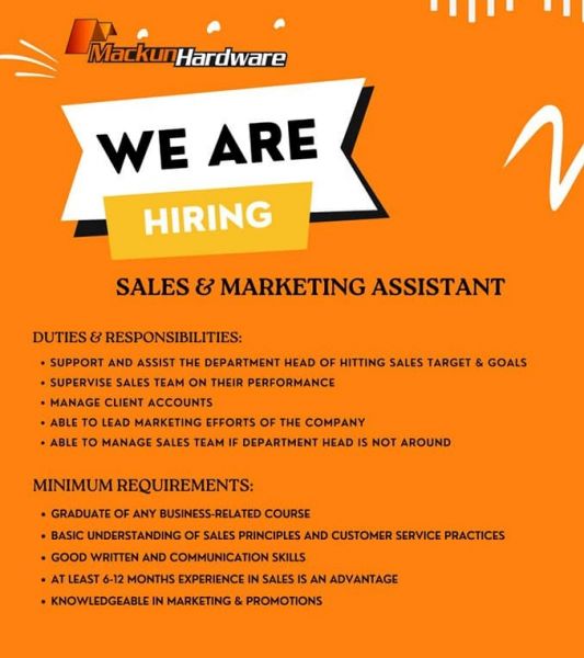 Jobtalk - Sales & Marketing Assistant vacancy in Cagayan De Oro City! Hiring by Mackum Hardware