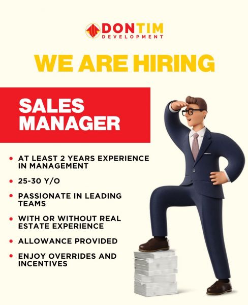 Jobtalk - Sales Manager vacancy in Makati! Hiring by Don Tim Development Corporation