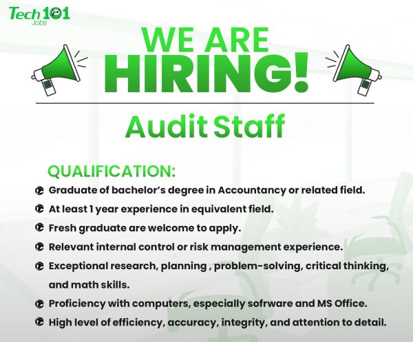 Jobtalk - Audit Staff vacancy in Caloocan! Hiring by Tech 101 Technologies Inc.