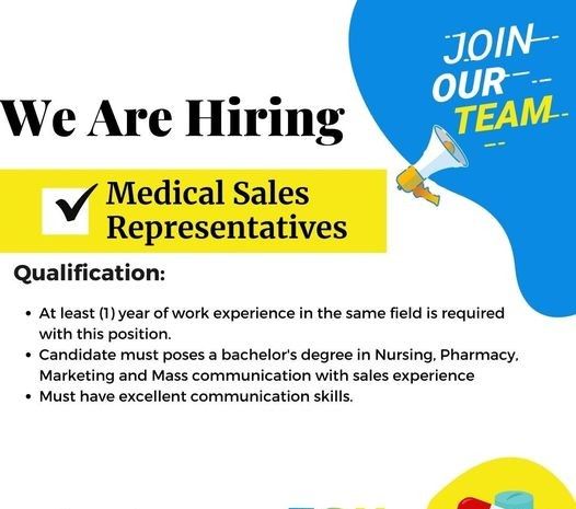 Jobtalk - Medical Sales Representative vacancy in Quezon City! Hiring by Eon Pharmaceutical Inc