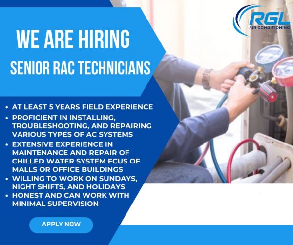 Jobtalk - RAC Technician vacancy in Quezon City! Hiring by RGL Airconditioning Services