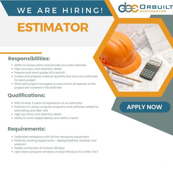 Jobtalk - Project Estimator, Work from home (WFH)  for Orbuilt Contractor