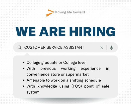 Jobtalk - Customer Service Assistant vacancy in Rosario! Hiring by Shell Subusub