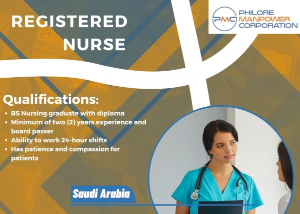 Jobtalk - Looking for Registered Nurse bound for Saudi Arabia! Recruited and managed by Philore Manpower Corporation