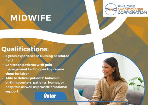 Jobtalk - Looking for Midwife Nurse bound for Qatar! Recruited and managed by Philore Manpower Corporation