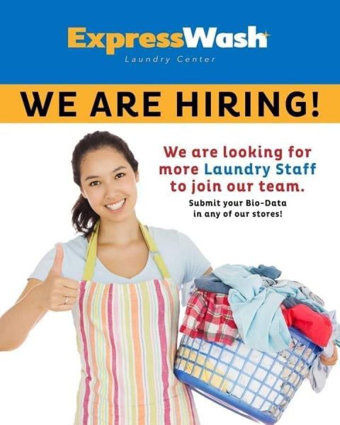 Jobtalk - Laundry Attendant vacancy in Cainta! Hiring by Expresswash Laundry Center