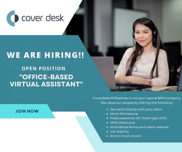 Jobtalk - Virtual Assistant vacancy in Malolos City! Hiring by Cover Desk