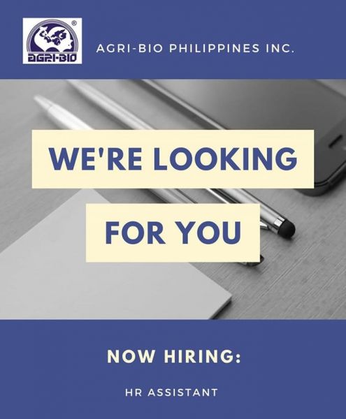 Jobtalk - HR Assistant vacancy in Pasig! Hiring by Agribio Philippines, Inc.