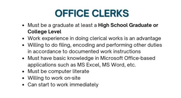 Jobtalk - Office Clerk vacancy in Biñan City! Hiring by GF Micro Optics Philippines, Inc.