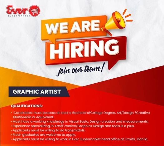 Jobtalk - Graphic Designer vacancy in Ermita! Hiring by Ever Supermarket
