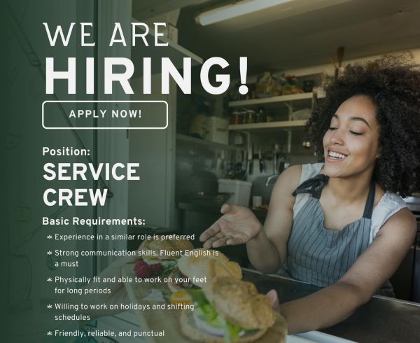 Jobtalk - Service Crew vacancy in Bonifacio Global City! Hiring by WILD Plant Based Café Bar