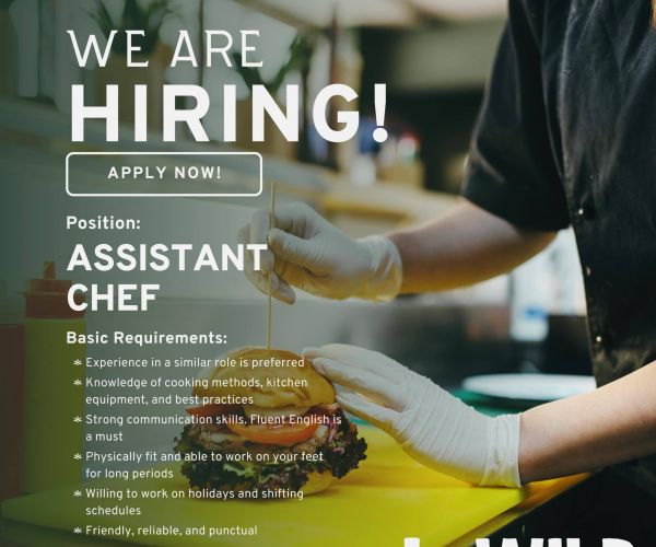Jobtalk - Assistant Chef vacancy in Bonifacio Global City! Hiring by WILD Plant Based Café Bar