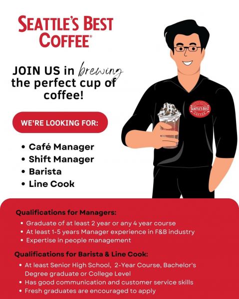 Jobtalk - Store Manager vacancy in Makati! Hiring by Seattle's Best Coffee
