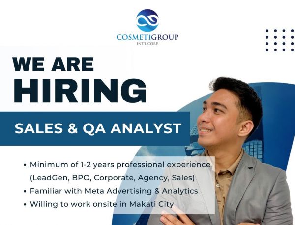 Jobtalk - Quality Assurance Analyst vacancy in Makati! Hiring by Cosmetigroup Int’l Corp.