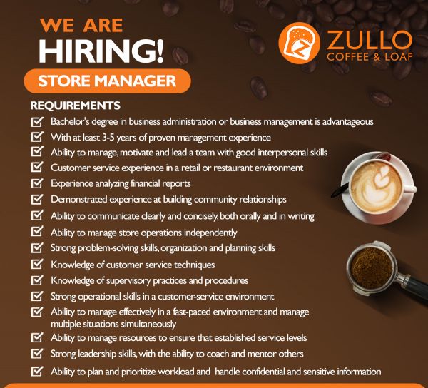 Jobtalk - Store Manager vacancy in Marikina! Hiring by Zullo Coffee and Loaf