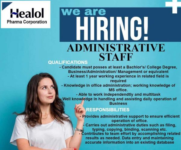 Jobtalk - Admin Staff vacancy in Makati! Hiring by Healol Pharma Corporation