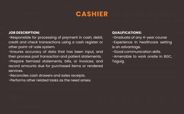 Jobtalk - Cashier vacancy in Bonifacio Global City! Hiring by Japan Eye Center, Inc.