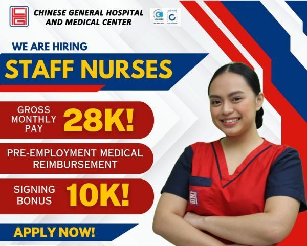 Jobtalk - Junior Registered Nurse vacancy in Sta. Cruz! Hiring by Chinese General Hospital and Medical Center