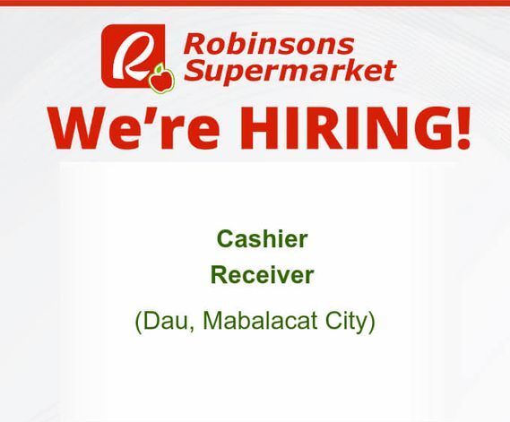 Jobtalk - Cashier vacancy in Mabalacat City! Hiring by Robinsons Supermarket Dau