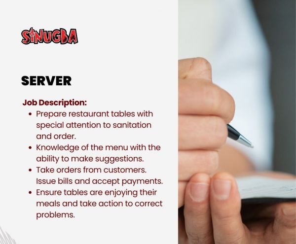 Jobtalk - Server vacancy in Biñan City! Hiring by Sinugba