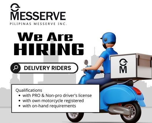 Jobtalk - Delivery Rider vacancy in Muntinlupa! Hiring by Pilipinas Messerve Inc.