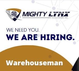 Jobtalk - Warehouseman vacancy in Quezon City! Hiring by Mighty Lynx Solutions, Inc.