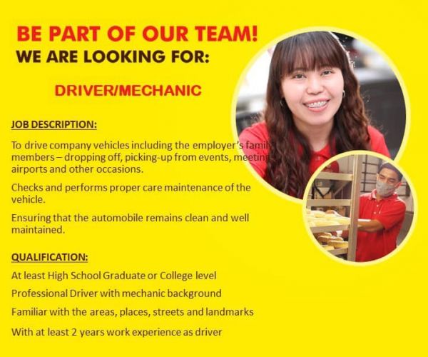 Jobtalk - Driver vacancy in Cebu City! Hiring by Julie's Bakeshop