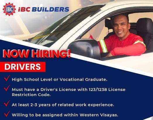 Jobtalk - Driver vacancy in Iloilo City! Hiring by IBC International Builders Corporation