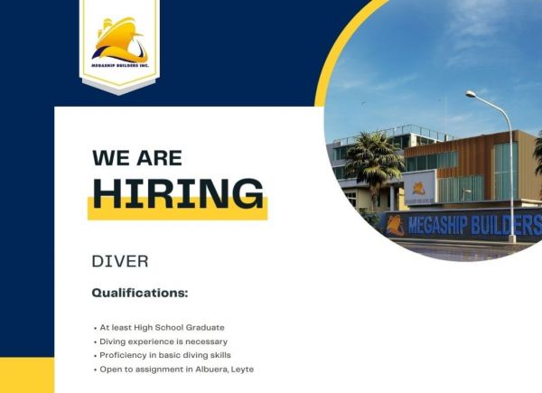 Jobtalk - Commercial Diver vacancy in Albuera! Hiring by Megaship Builders Inc.