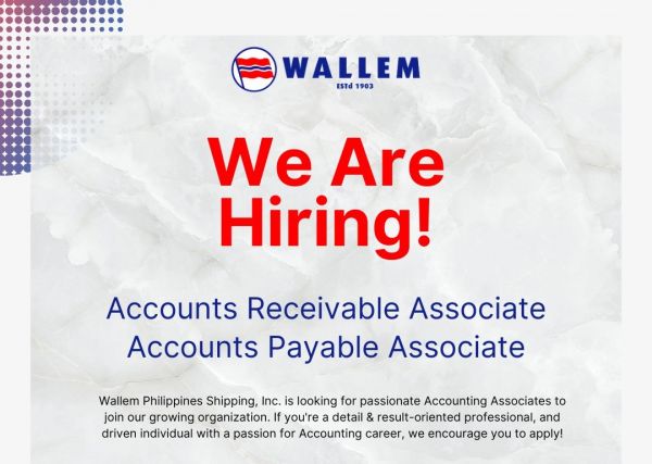 Jobtalk - Accounts Receivable Associate vacancy in Intramuros! Hiring by Wallem Philippines Shipping, Inc.