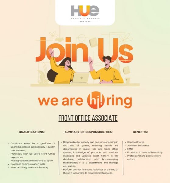 Jobtalk - Front Office Associate vacancy in Malay! Hiring by Hue Hotels and Resorts