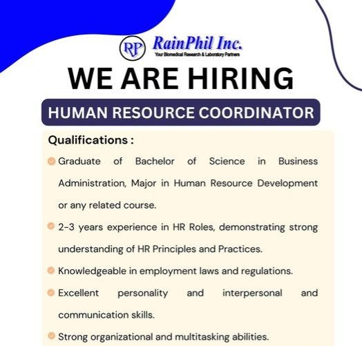 Jobtalk - HR Coordinator vacancy in Makati! Hiring by RainPhil, Inc.