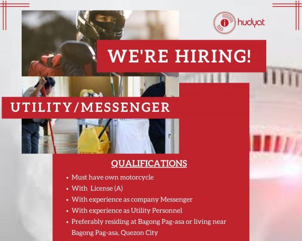 Jobtalk - Messenger vacancy in Quezon City! Hiring by iHudyat Inc.