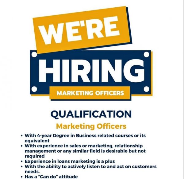 Jobtalk - Marketing Officer vacancy in Pasig! Hiring by TRBank