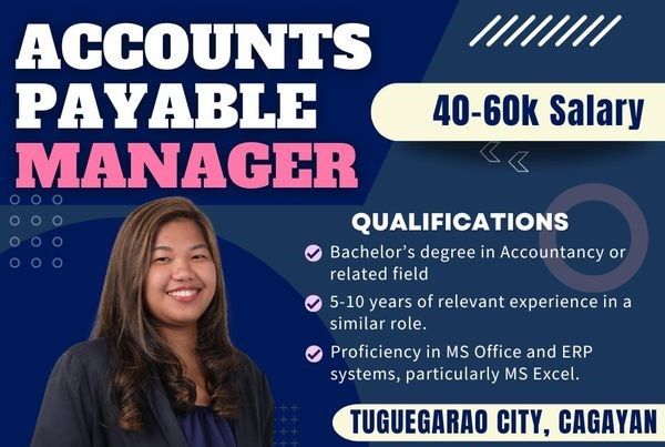 Jobtalk - Accounts Payable Manager vacancy in Tuguegarao City! Hiring by Cyfle
