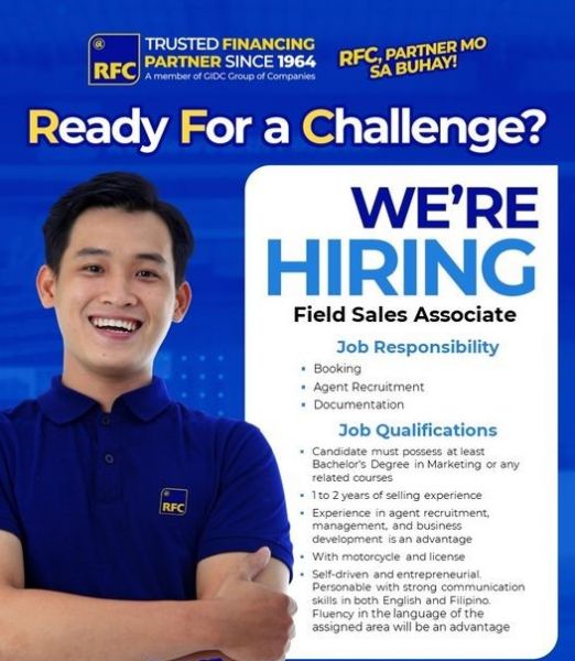 Jobtalk - Field Sales Associate vacancy in Malolos City! Hiring by Radiowealth Finance Co.