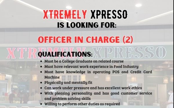 Jobtalk - Branch Head vacancy in Balanga City! Hiring by Xtremely Xpresso Café