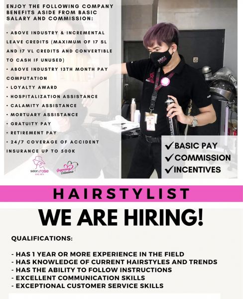 Jobtalk - Hair Stylist vacancy in Tagbilaran City! Hiring by Salon de Rose