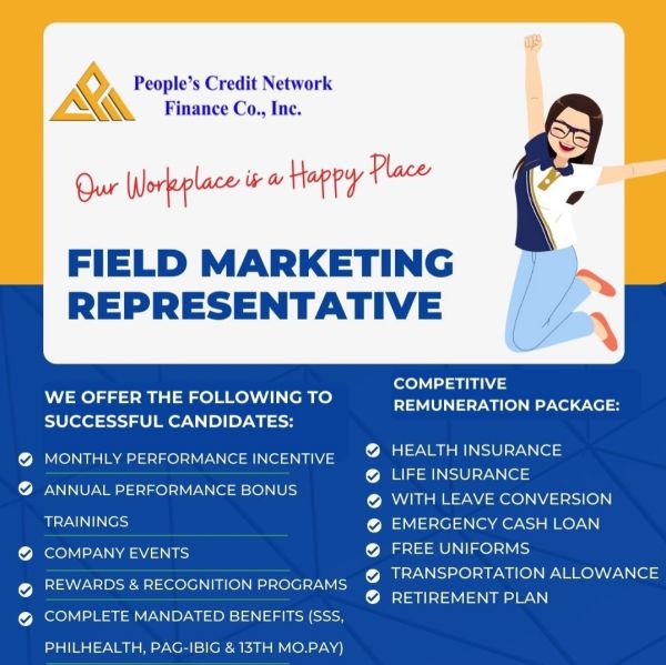 Jobtalk - Marketing Representative needed for  field work in Pampanga area
