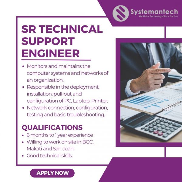 Jobtalk - Senior Technical Support Engineer vacancy in Makati! Hiring by Systemantech, Inc.