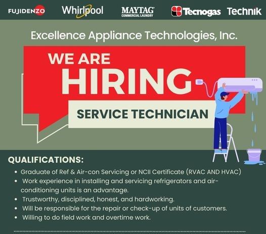 Jobtalk - Service Technician vacancy in Cauayan City! Hiring by Excellence Appliance Technologies, Inc.