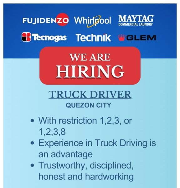 Jobtalk - Truck Driver vacancy in Quezon City! Hiring by Excellence Appliance Technologies, Inc.
