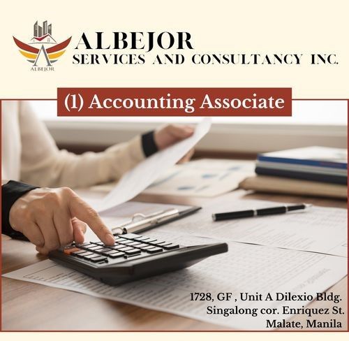 Jobtalk - Accounting Associate vacancy in Malate! Hiring by Albejor Services and Consultancy Inc.