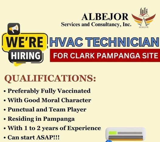 Jobtalk - HVAC Technician vacancy in Angeles City! Hiring by Albejor Services and Consultancy Inc.