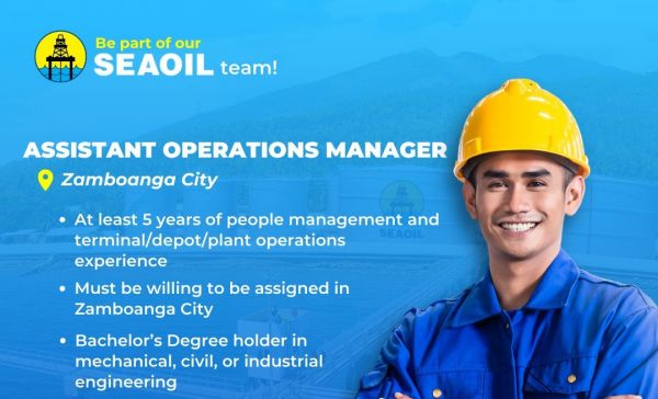 Jobtalk - Assistant Operations Manager vacancy in Zamboanga City! Hiring by Seaoil Philippines, Inc.